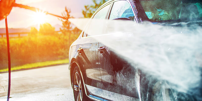 power washing car