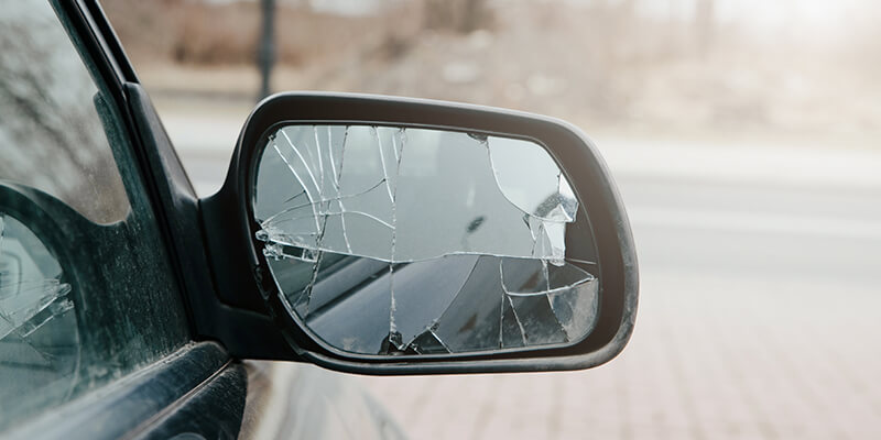 Broken side mirror